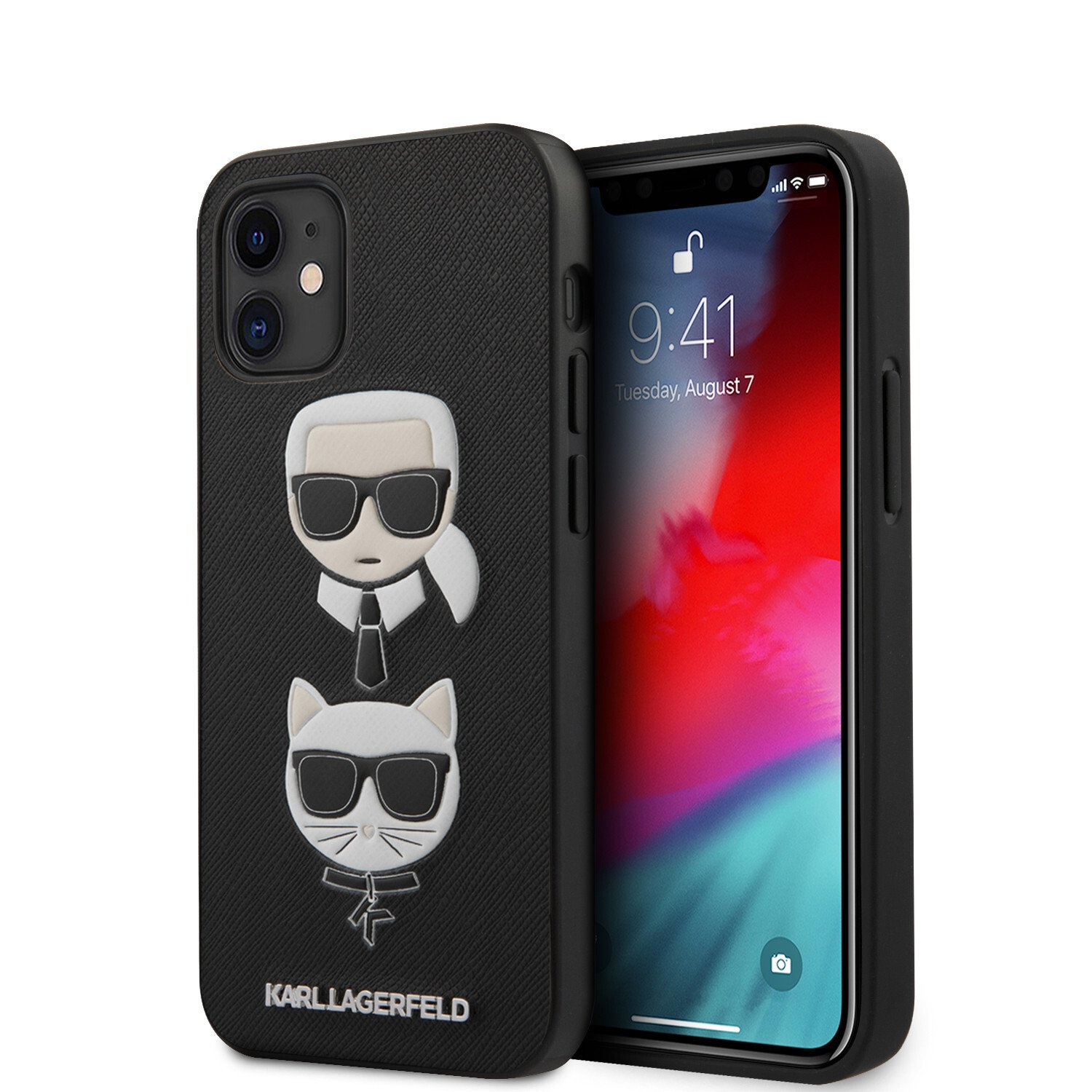 Husa Cover Karl Lagerfeld Saffiano K&C Heads pentru iPhone 12 Mini Black thumb