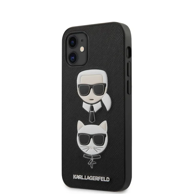 Husa Cover Karl Lagerfeld Saffiano K&amp;C Heads pentru iPhone 12 Mini Black