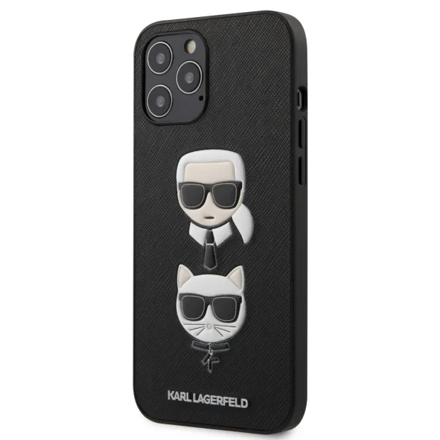 Husa Cover Karl Lagerfeld Saffiano K&amp;C Heads pentru iPhone 12 Pro Max Black