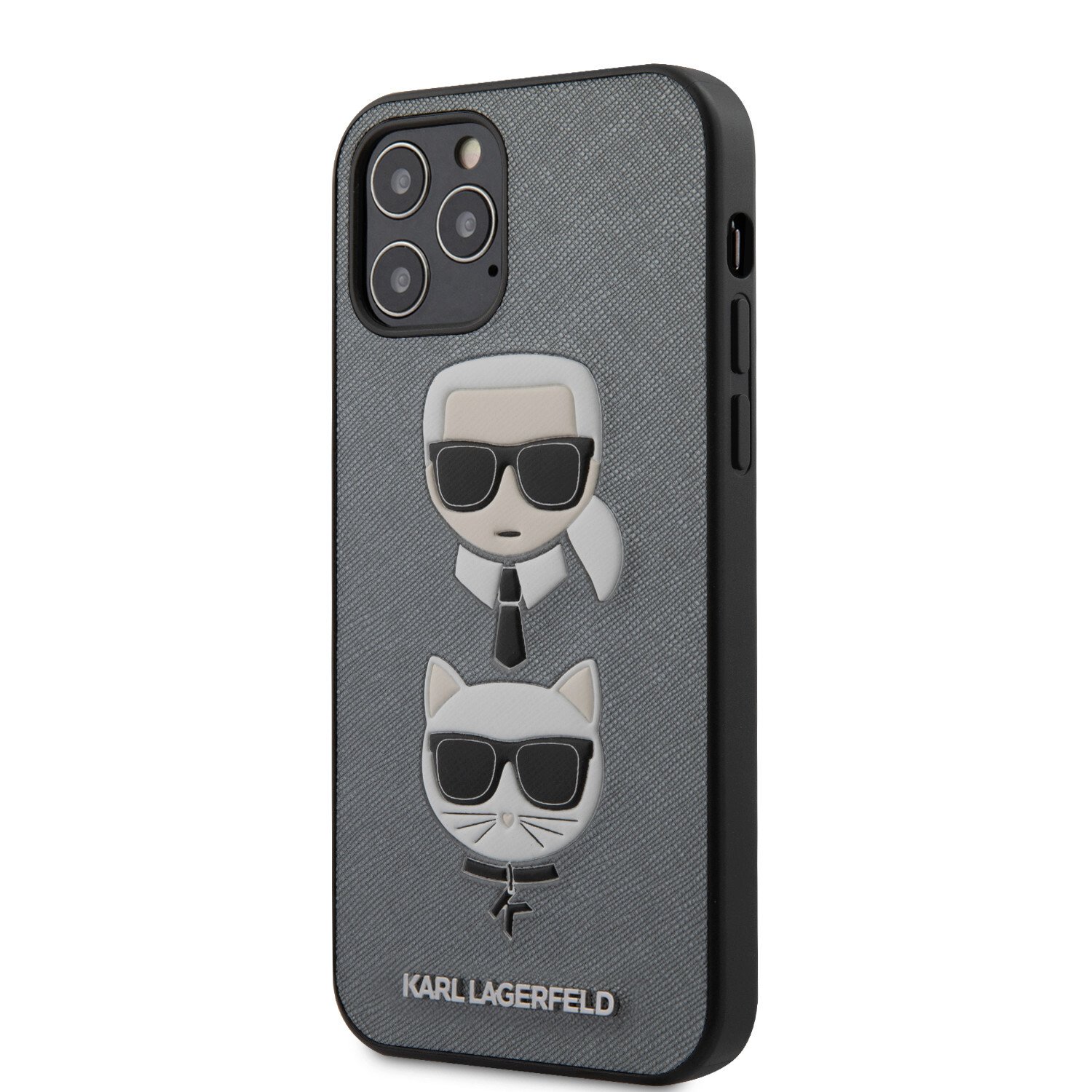 Husa Cover Karl Lagerfeld Saffiano K&C Heads pentru iPhone 12 Pro Max Silver thumb