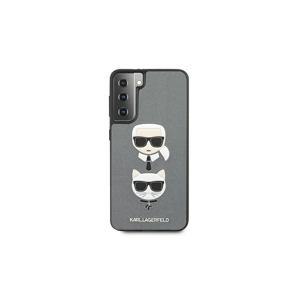 Husa Cover Karl Lagerfeld Saffiano K&C Heads pentru Samsung Galaxy S21 Silver thumb