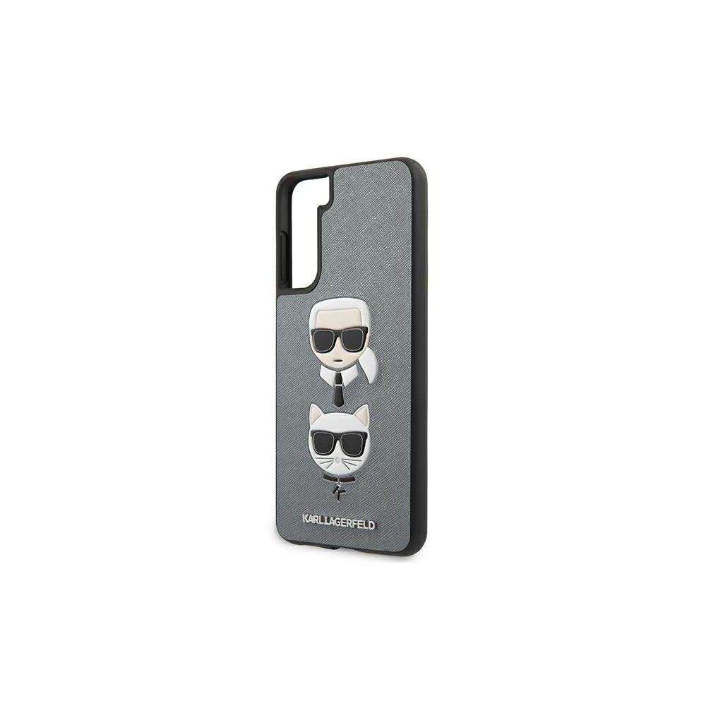 Husa Cover Karl Lagerfeld Saffiano K&C Heads pentru Samsung Galaxy S21 Silver thumb