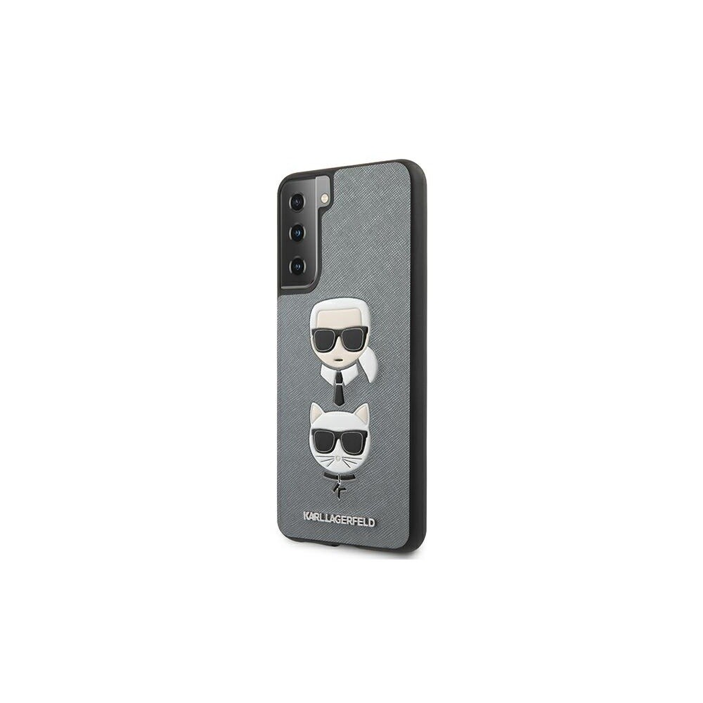 Husa Cover Karl Lagerfeld Saffiano K&C Heads pentru Samsung Galaxy S21 Silver thumb