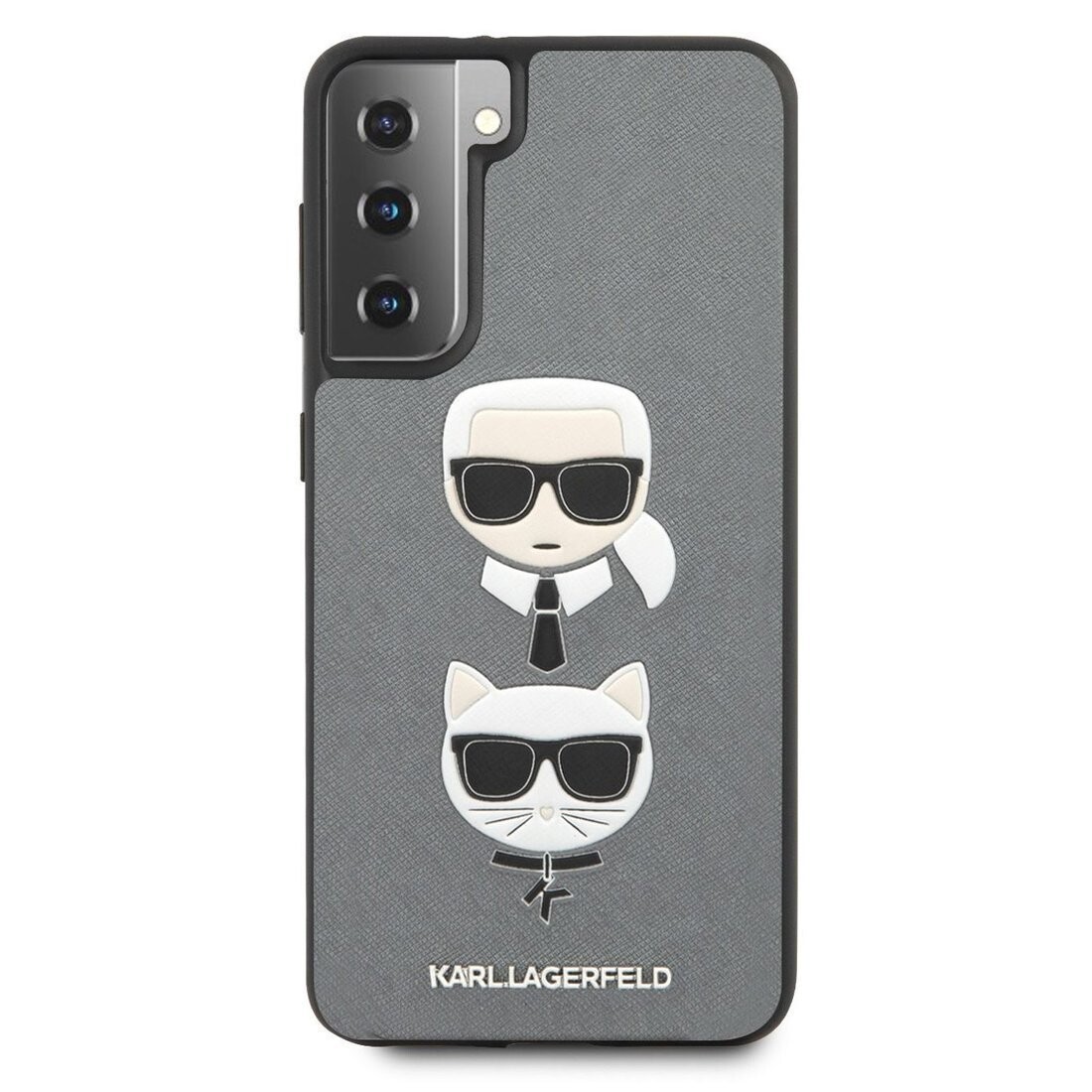 Husa Cover Karl Lagerfeld Saffiano K&C Heads pentru Samsung Galaxy S21 Plus Silver thumb