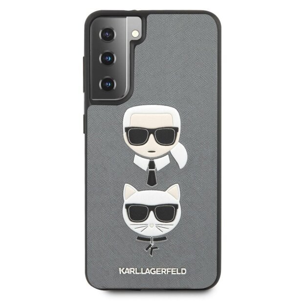 Husa Cover Karl Lagerfeld Saffiano K&amp;C Heads pentru Samsung Galaxy S21 Plus Silver