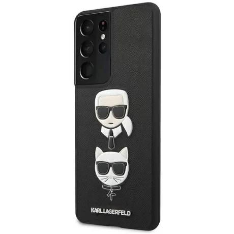 Husa Cover Karl Lagerfeld Saffiano K&amp;C Heads pentru Samsung Galaxy S21 Ultra Black