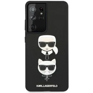 Husa Cover Karl Lagerfeld Saffiano K&amp;C Heads pentru Samsung Galaxy S21 Ultra Black