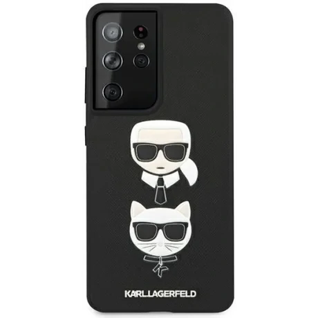 Husa Cover Karl Lagerfeld Saffiano K&amp;C Heads pentru Samsung Galaxy S21 Ultra Black