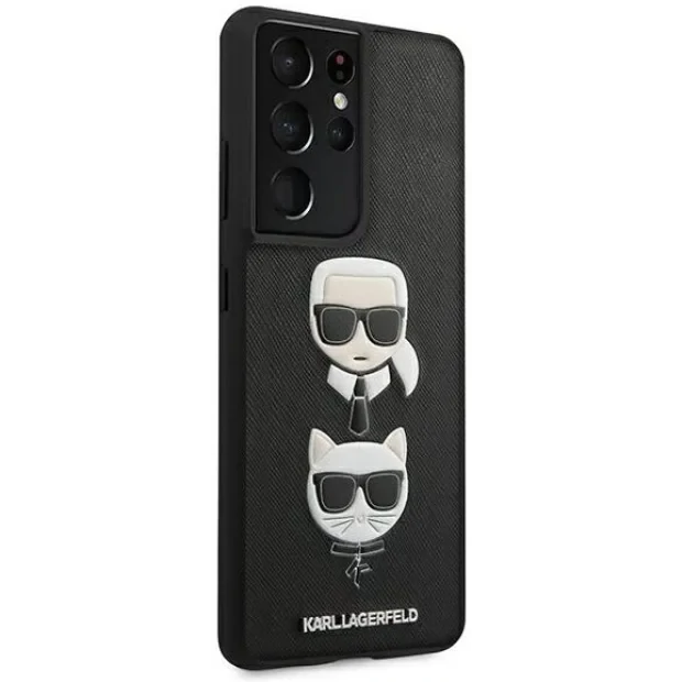 Husa Cover Karl Lagerfeld Saffiano K&amp;C Heads pentru Samsung Galaxy S21 Ultra Black