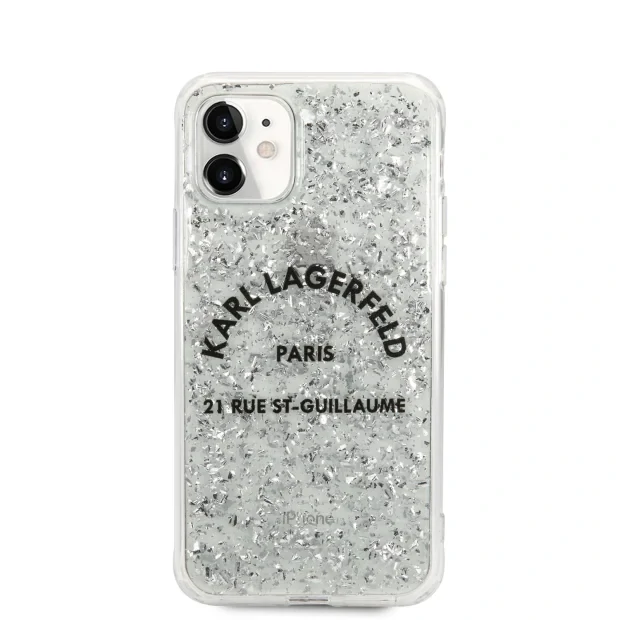 Husa Cover Karl Lagerfeld St.Guillaume Glitter Kryt Pro pentru iPhone 11 Silver