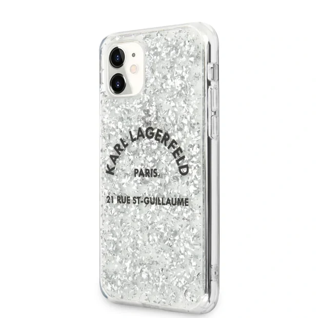 Husa Cover Karl Lagerfeld St.Guillaume Glitter Kryt Pro pentru iPhone 11 Silver