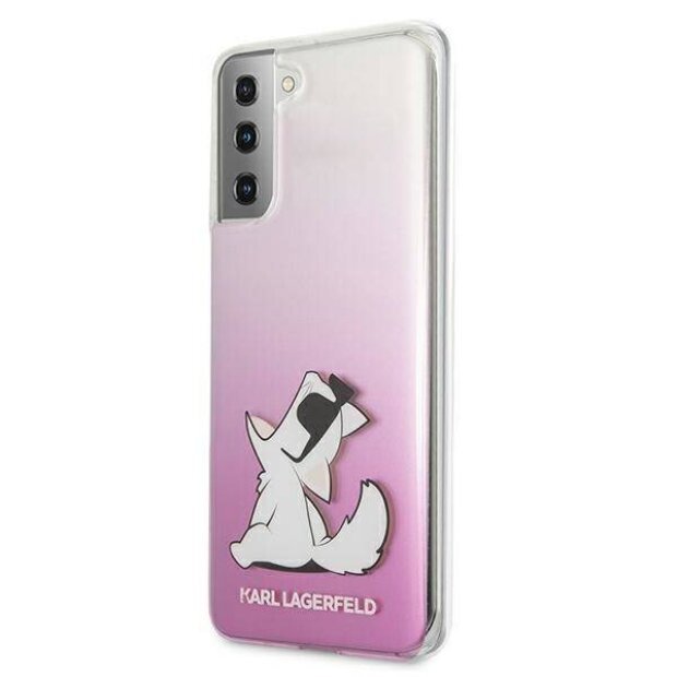 Husa Cover Karl Lagerfeld TPU Choupette Eat Gradient pentru Samsung Galaxy S21 Pink