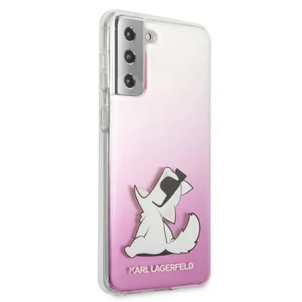 Husa Cover Karl Lagerfeld TPU Choupette Eat Gradient pentru Samsung Galaxy S21 Pink