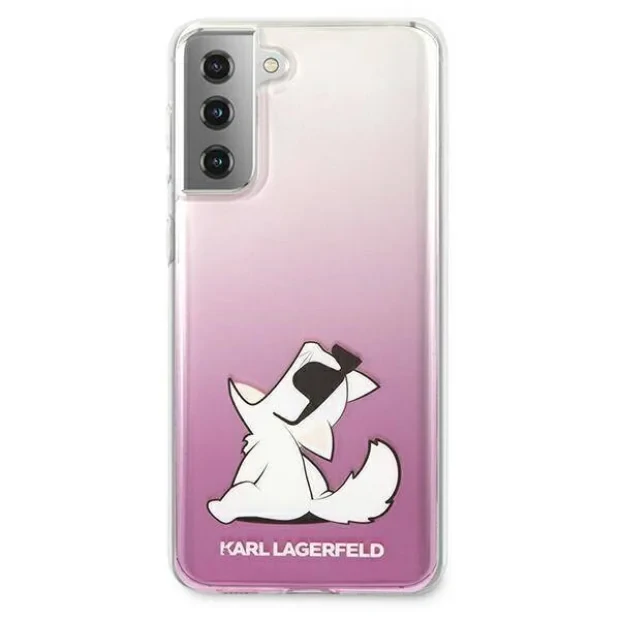 Husa Cover Karl Lagerfeld TPU Choupette Eat Gradient pentru Samsung Galaxy S21 Pink