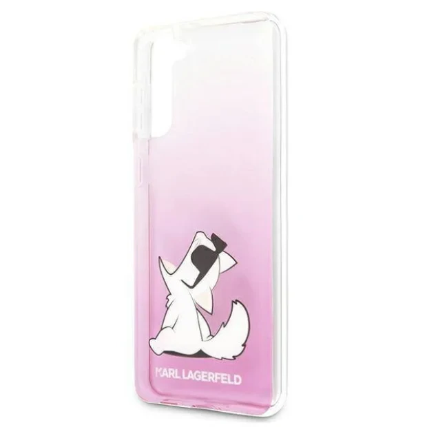 Husa Cover Karl Lagerfeld TPU Choupette Eat Gradient pentru Samsung Galaxy S21 Pink