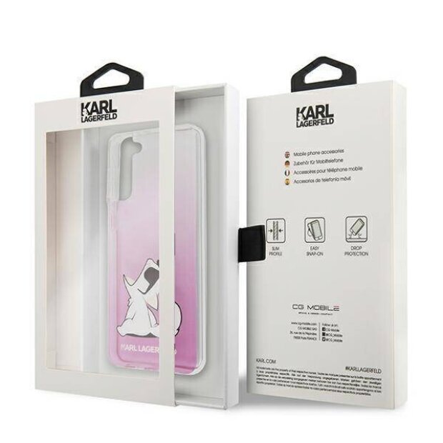 Husa Cover Karl Lagerfeld TPU Choupette Eat Gradient pentru Samsung Galaxy S21 Plus Pink