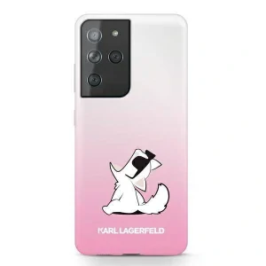 Husa Cover Karl Lagerfeld TPU Choupette Eat Gradient pentru Samsung Galaxy S21 Ultra Pink