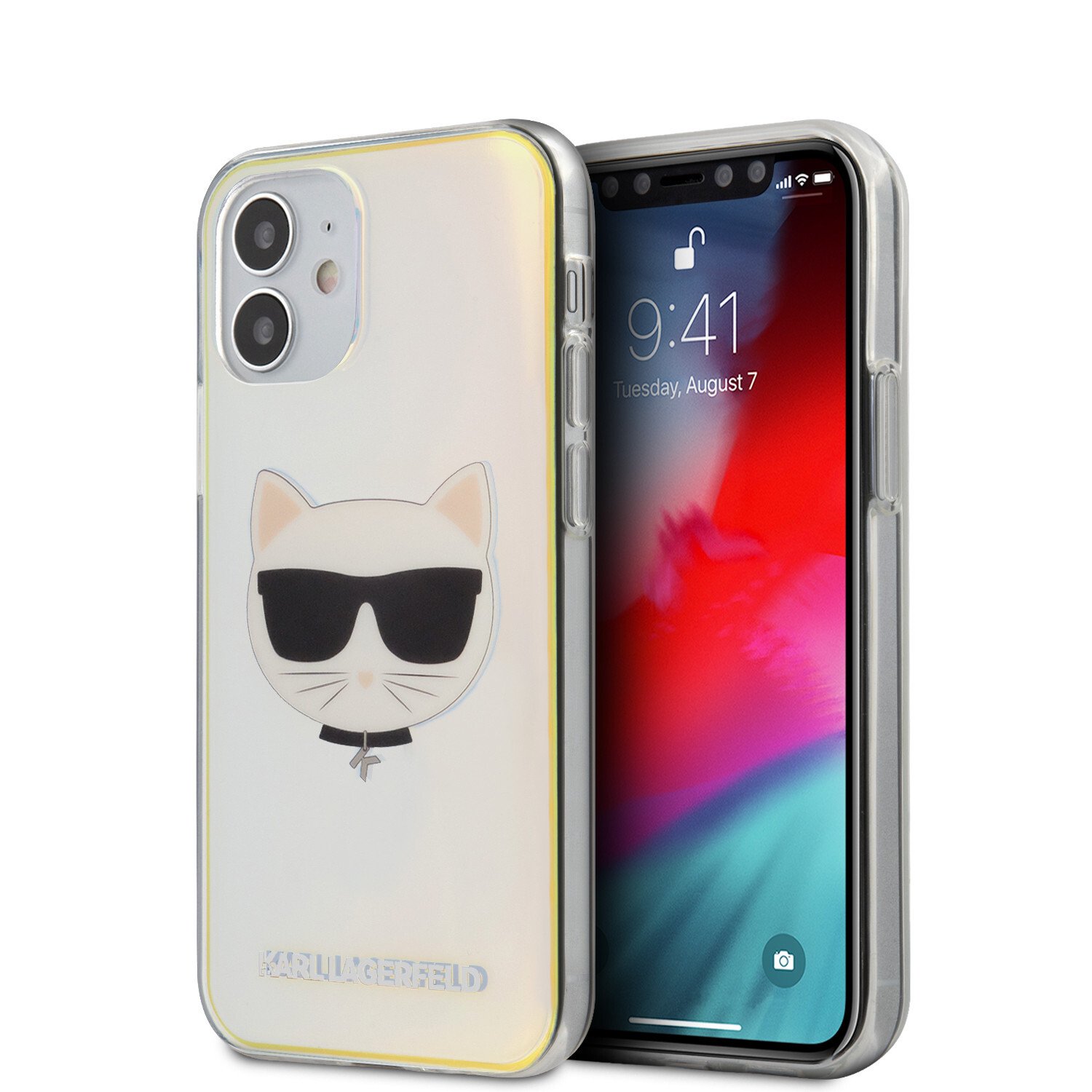 Husa Cover Karl Lagerfeld TPU Choupette Head Iridescente pentru iPhone 12 Mini Clear thumb