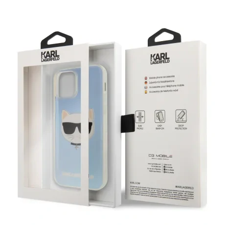 Husa Cover Karl Lagerfeld TPU Choupette Head Iridescente pentru iPhone 12 Pro Max Clear