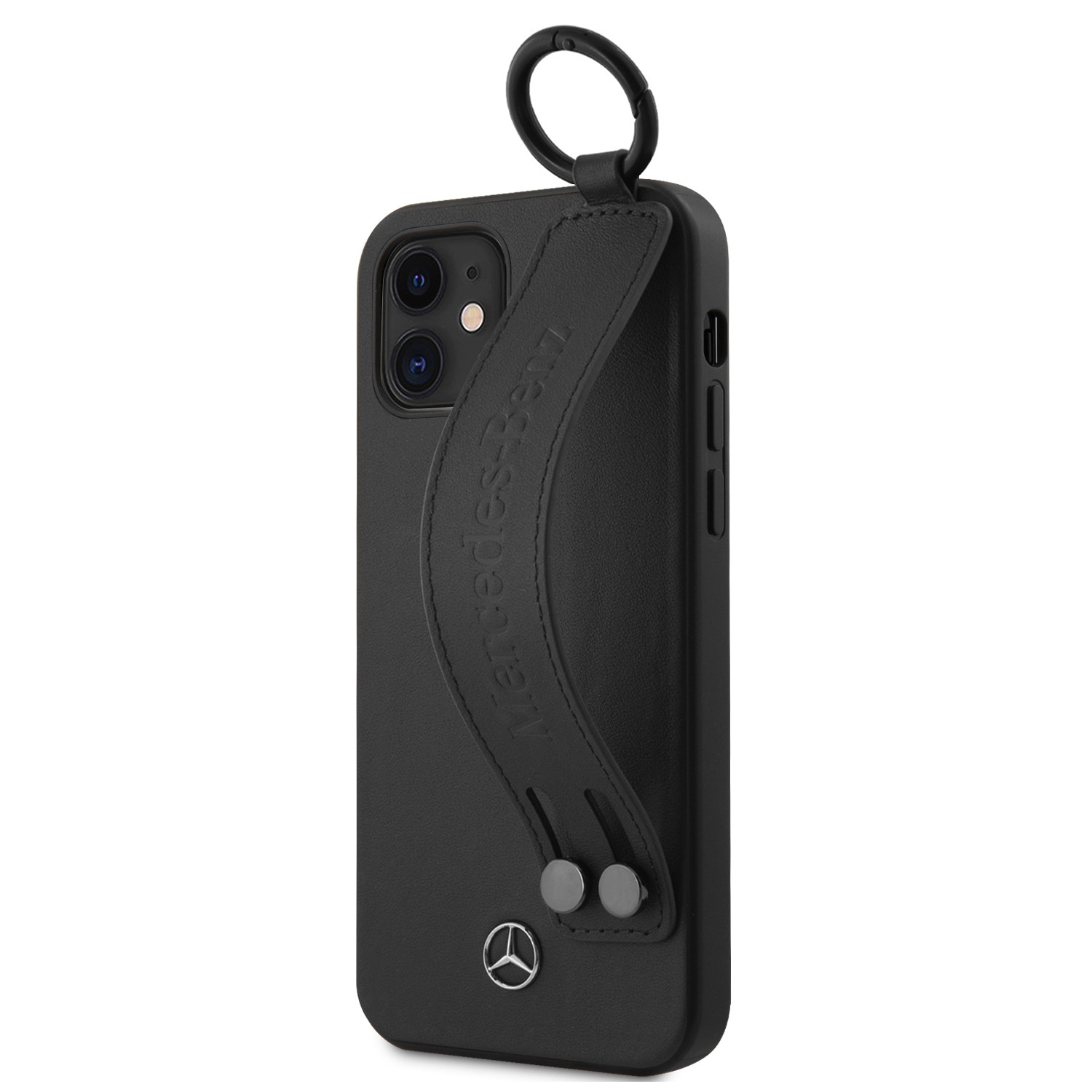 Husa Cover Mercedes Leather Hand Strap pentru iPhone 12 Mini Black thumb