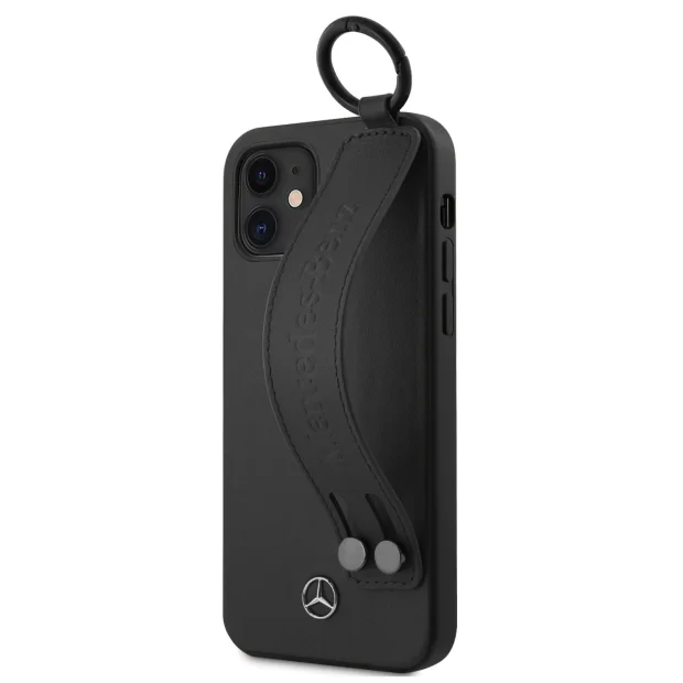 Husa Cover Mercedes Leather Hand Strap pentru iPhone 12 Mini Black