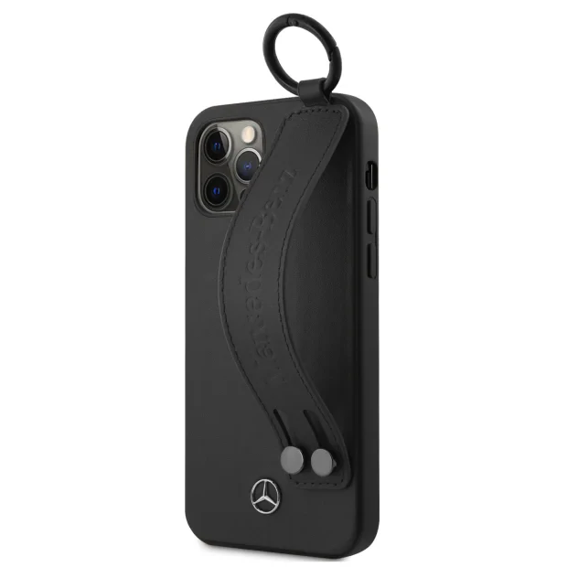 Husa Cover Mercedes Leather Hand Strap pentru iPhone 12/12 Pro Black