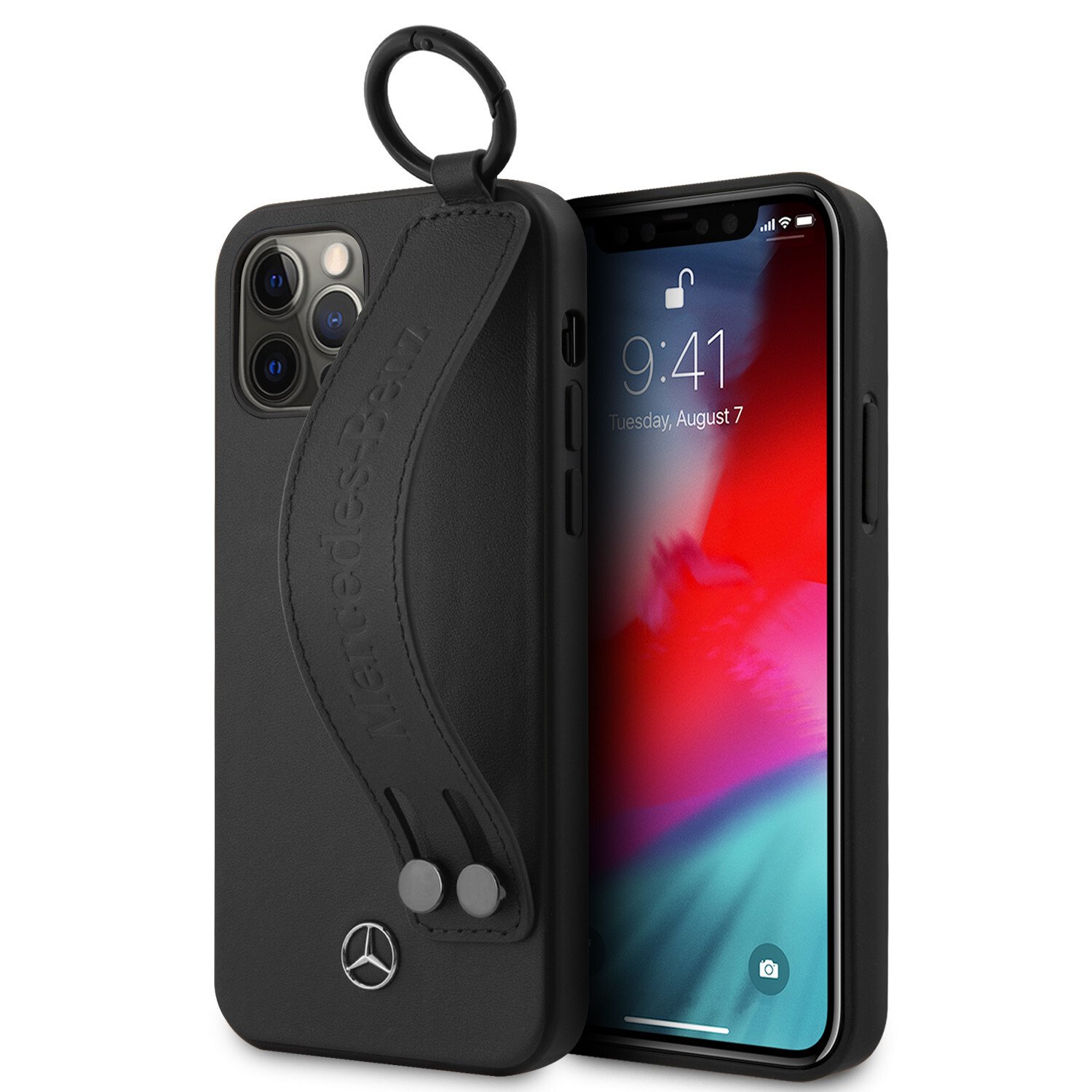 Husa Cover Mercedes Leather Hand Strap pentru iPhone 12/12 Pro Black thumb