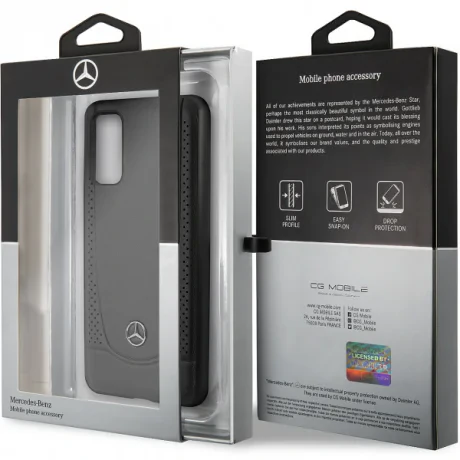 Husa Cover Mercedes Perforation pentru Samsung Galaxy S20, Negru