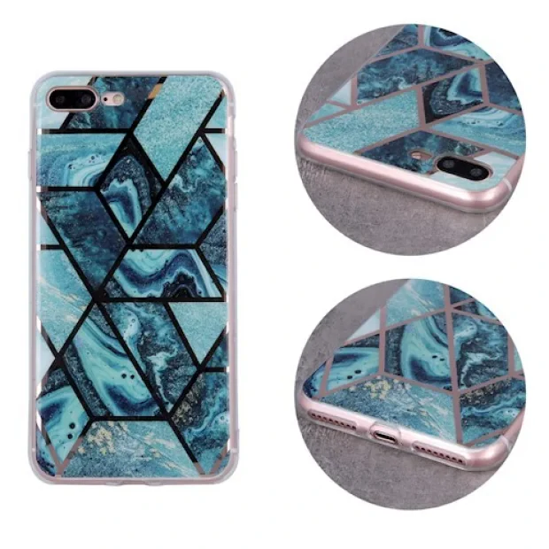 Husa Cover Silicon Geometric pentru Samsung Galaxy A21s Albastru