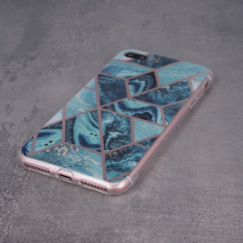 Husa Cover Silicon Geometric pentru Samsung Galaxy A21s Albastru thumb