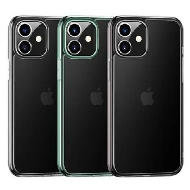 Husa Cover TPU Usams Kryt Pro Minni pentru iPhone 12 Mini Transparent cu Rama Verde