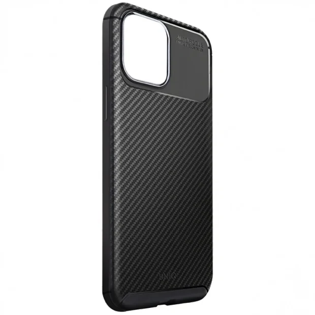 Husa Cover Uniq Hexa Fibra Carbon pentru iPhone 12 Pro Max Negru