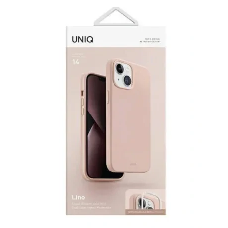 Husa Cover UNIQ Lino pentru iPhone 14 Blush Roz