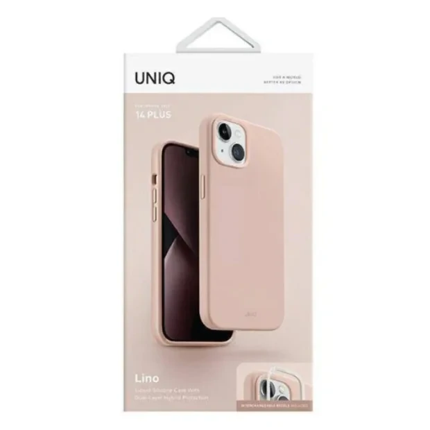 Husa Cover UNIQ Lino pentru iPhone 14 Plus Blush Roz