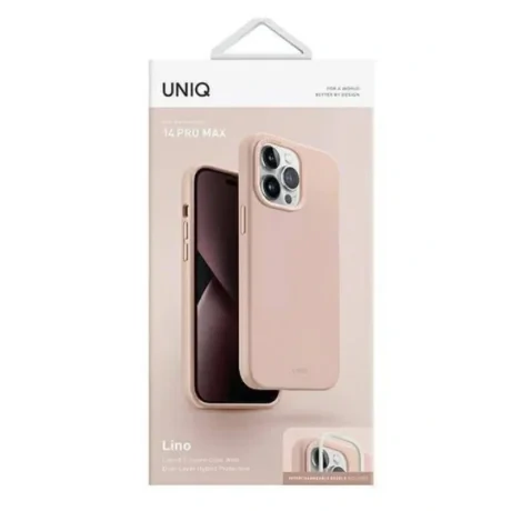 Husa Cover UNIQ Lino pentru iPhone 14 Pro Max Roz Blush