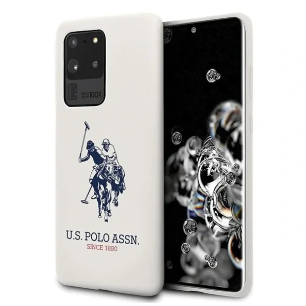Husa Cover US Polo Silicone Big Horse pentru Samsung Galaxy S20 Ultra White