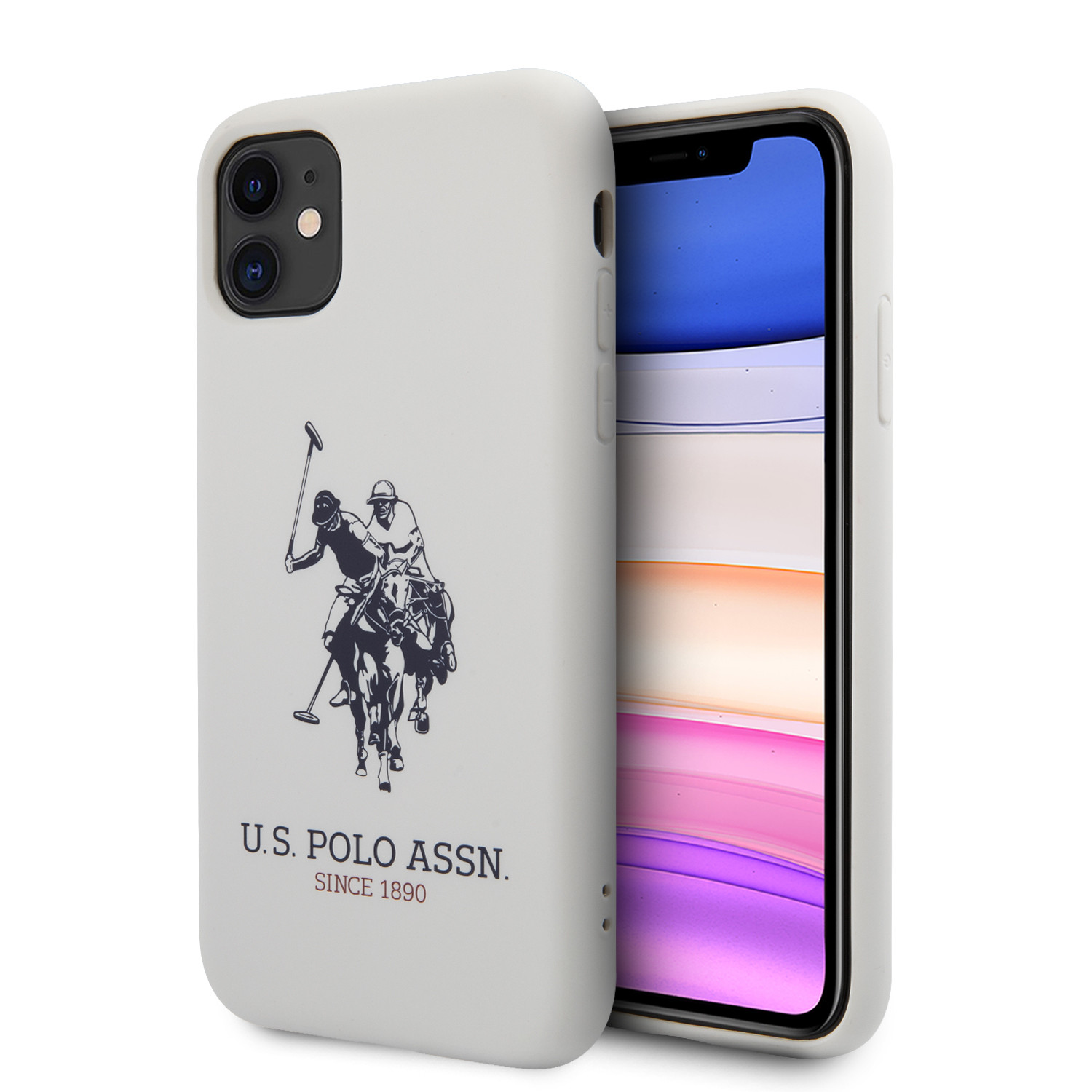 Husa Cover US Polo Silicone Effect pentru iPhone 11 Alb thumb
