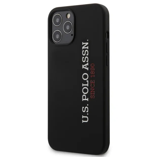 Husa Cover US Polo Silicone Vertical Logo pentru iPhone 12 Pro Max Black