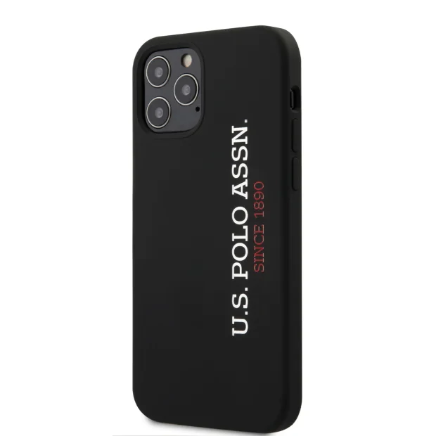 Husa Cover US Polo Silicone Vertical Logo pentru iPhone 12/12 Pro Black