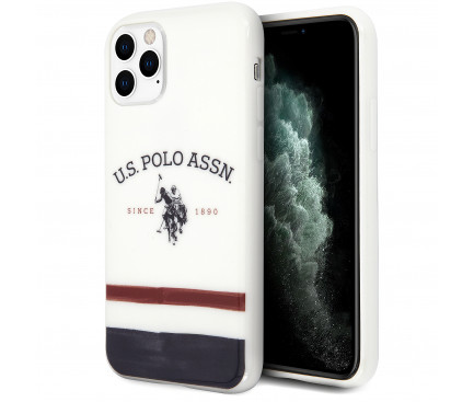 Husa Cover US Polo TPU Tricolor Blurred pentru iPhone 11 Pro Max  White thumb