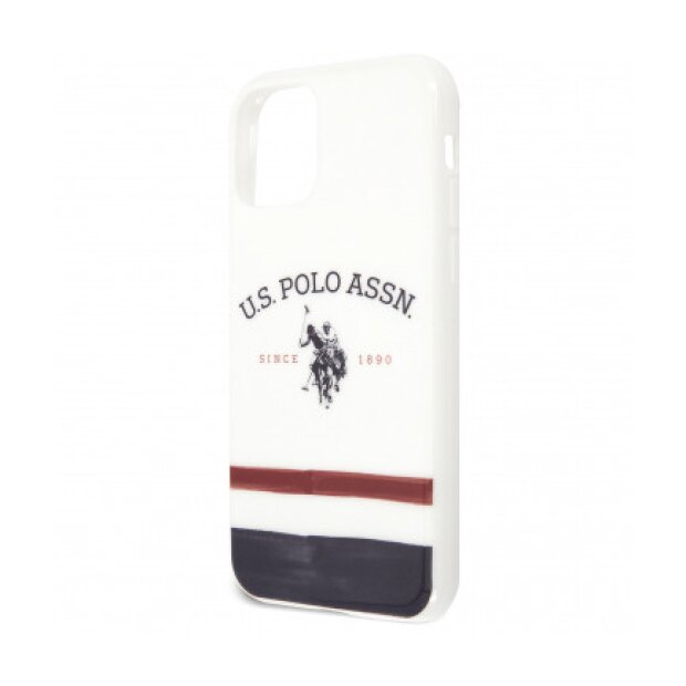 Husa Cover US Polo TPU Tricolor Blurred pentru iPhone 11 Pro Max  White