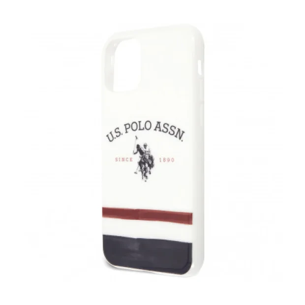 Husa Cover US Polo TPU Tricolor Blurred pentru iPhone 11 Pro Max  White