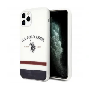 Husa Cover US Polo TPU Tricolor Blurred pentru iPhone 11 Pro USHCN58PCSTRB White