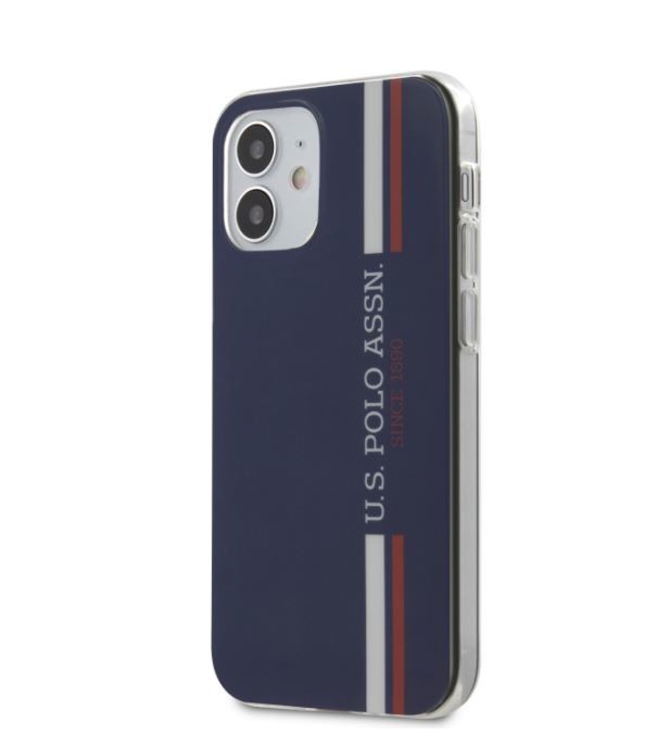 Husa Cover US Polo TPU Tricolor Vertical Stripes pentru iPhone 12 Mini Navy thumb