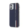 Husa Cover US Polo TPU Tricolor Vertical Stripes pentru iPhone 12 Mini Navy