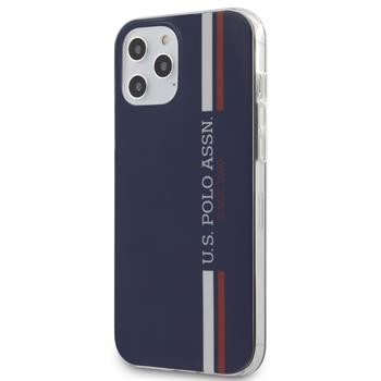 Husa Cover US Polo TPU Tricolor Vertical Stripes pentru iPhone 12 Pro Max Navy thumb