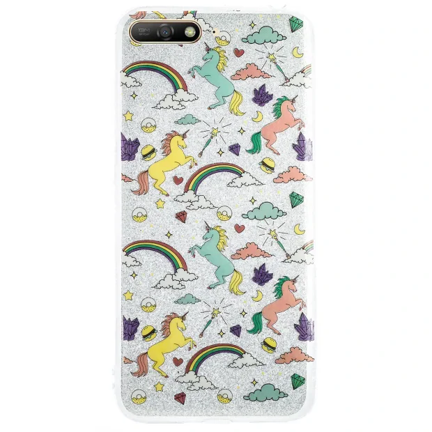 Husa Fashion Huawei Y6 2018 ,Glitter Unicorn