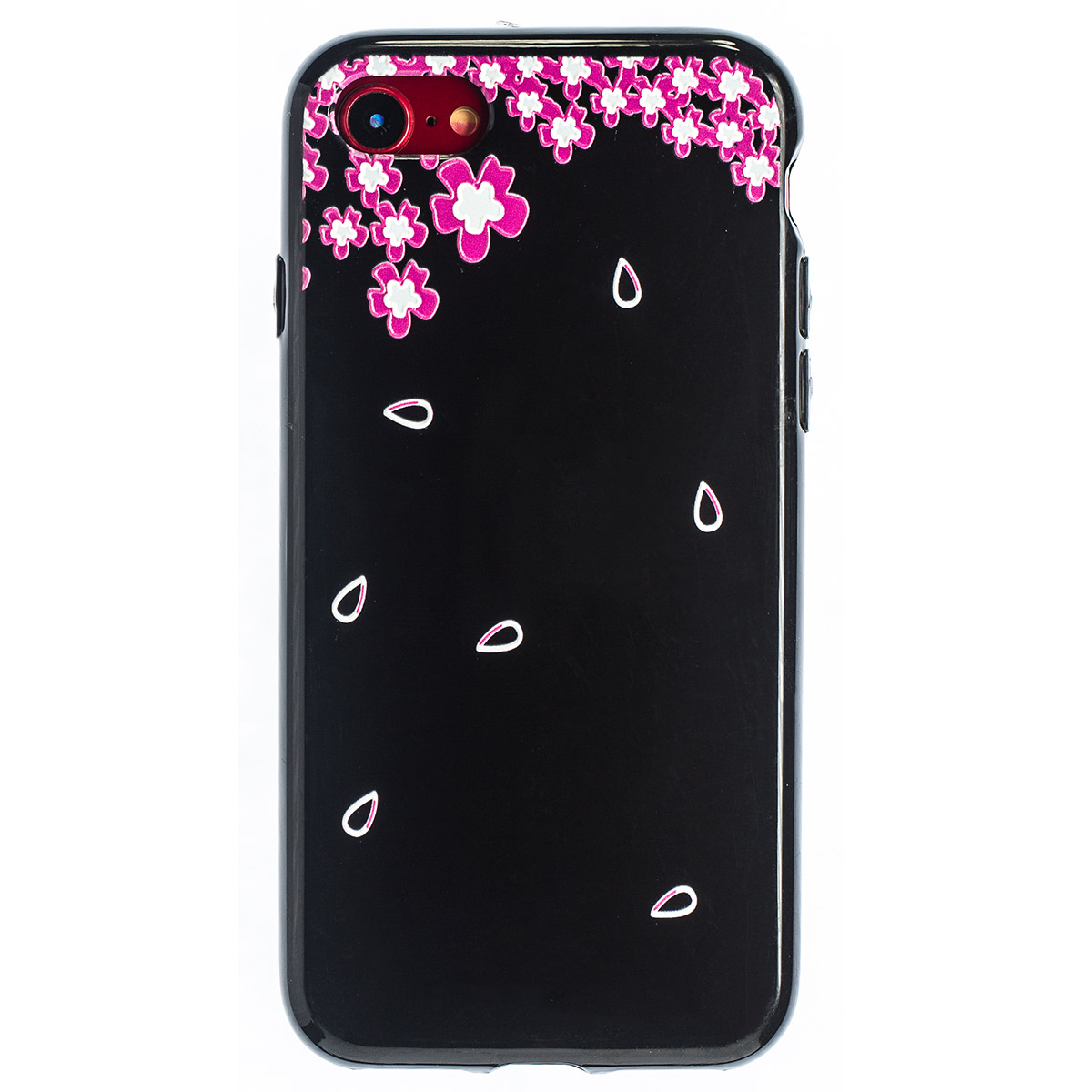 Husa Fashion iPhone 7/8/SE 2 Negru, Pink Flowers  thumb