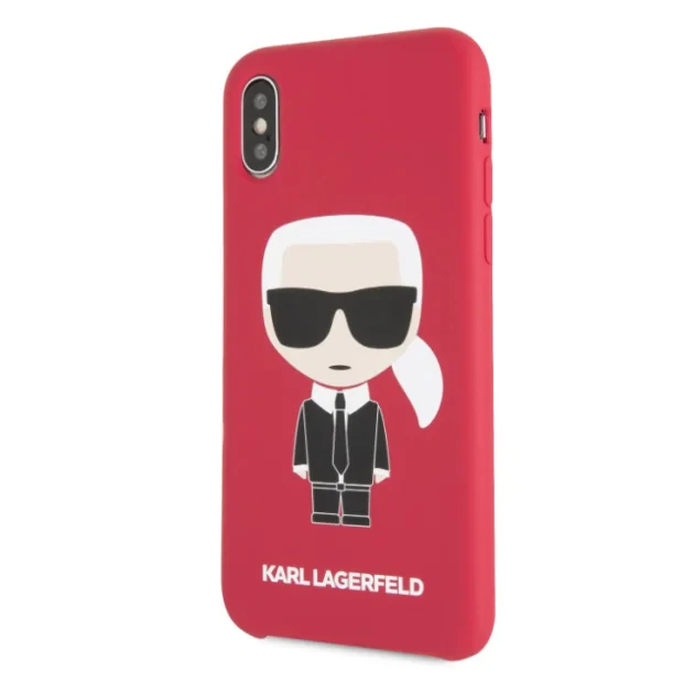 Husa Fashion iPhone X/XS Rosu Ikonik Karl Lagerfeld