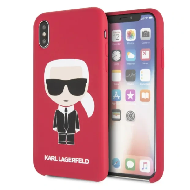 Husa Fashion iPhone X/XS Rosu Ikonik Karl Lagerfeld